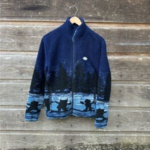 Men's Navy Blue jacket with Forest Design